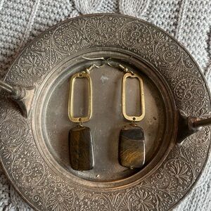 Gold and Brown Dangle Earrings